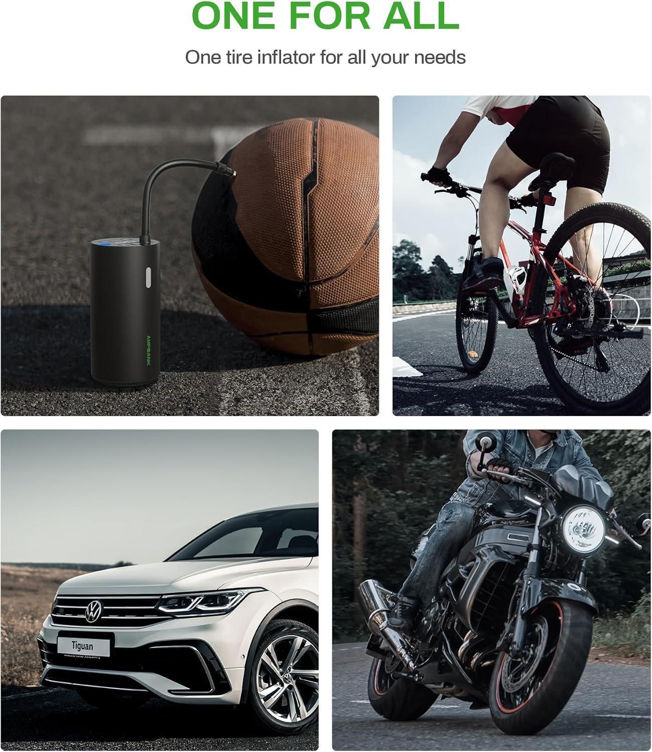 AMPBANK AT004 Smart Portable Tire Air Pump For Cars, Motorcycles, Bicycles And Balls With Pressure Gauge And LED Screen For Fast Inflation - Image 4