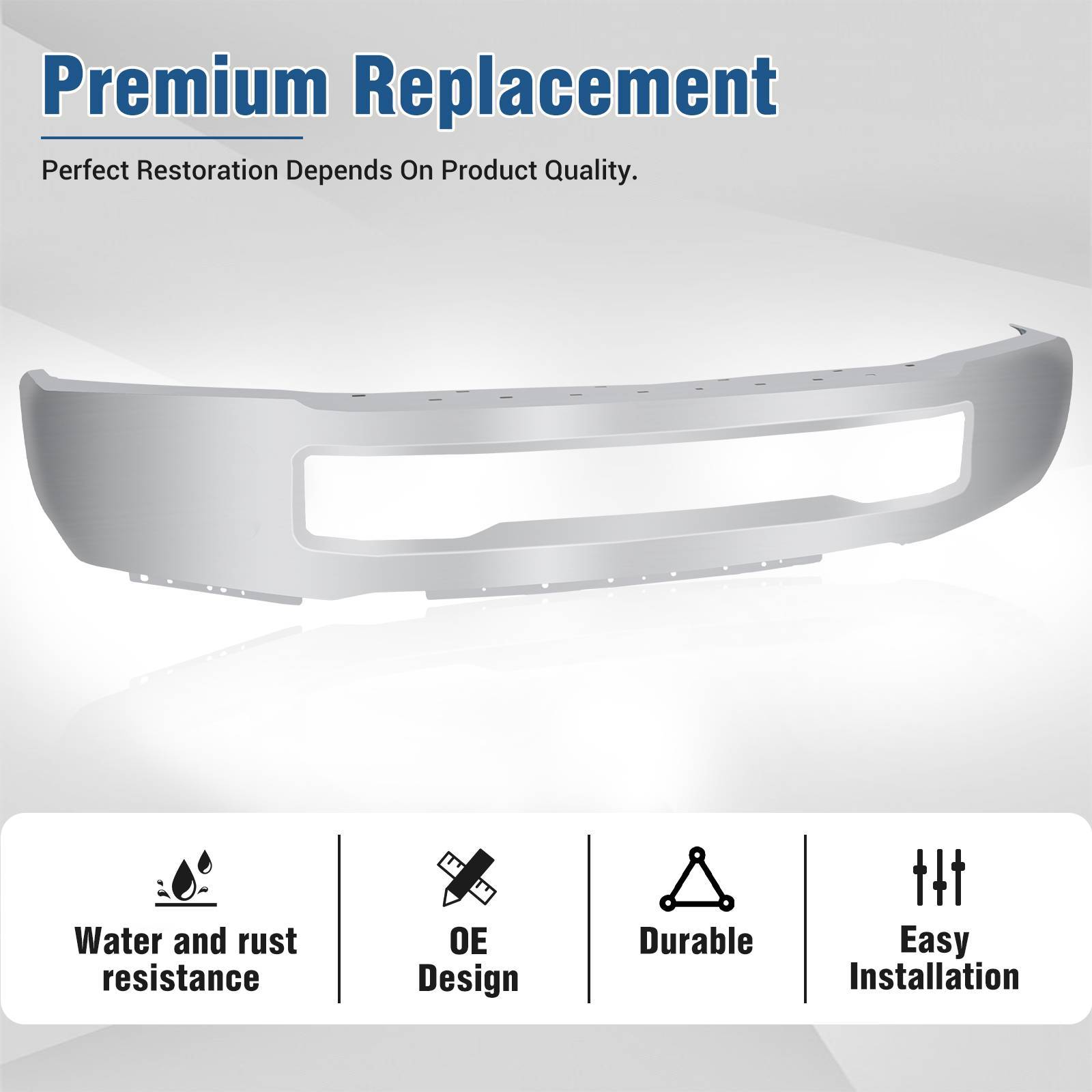 Chrome Steel Front Bumper Face Bar For 2017-2019 Ford F-250 F-350 Super Duty - Image 9