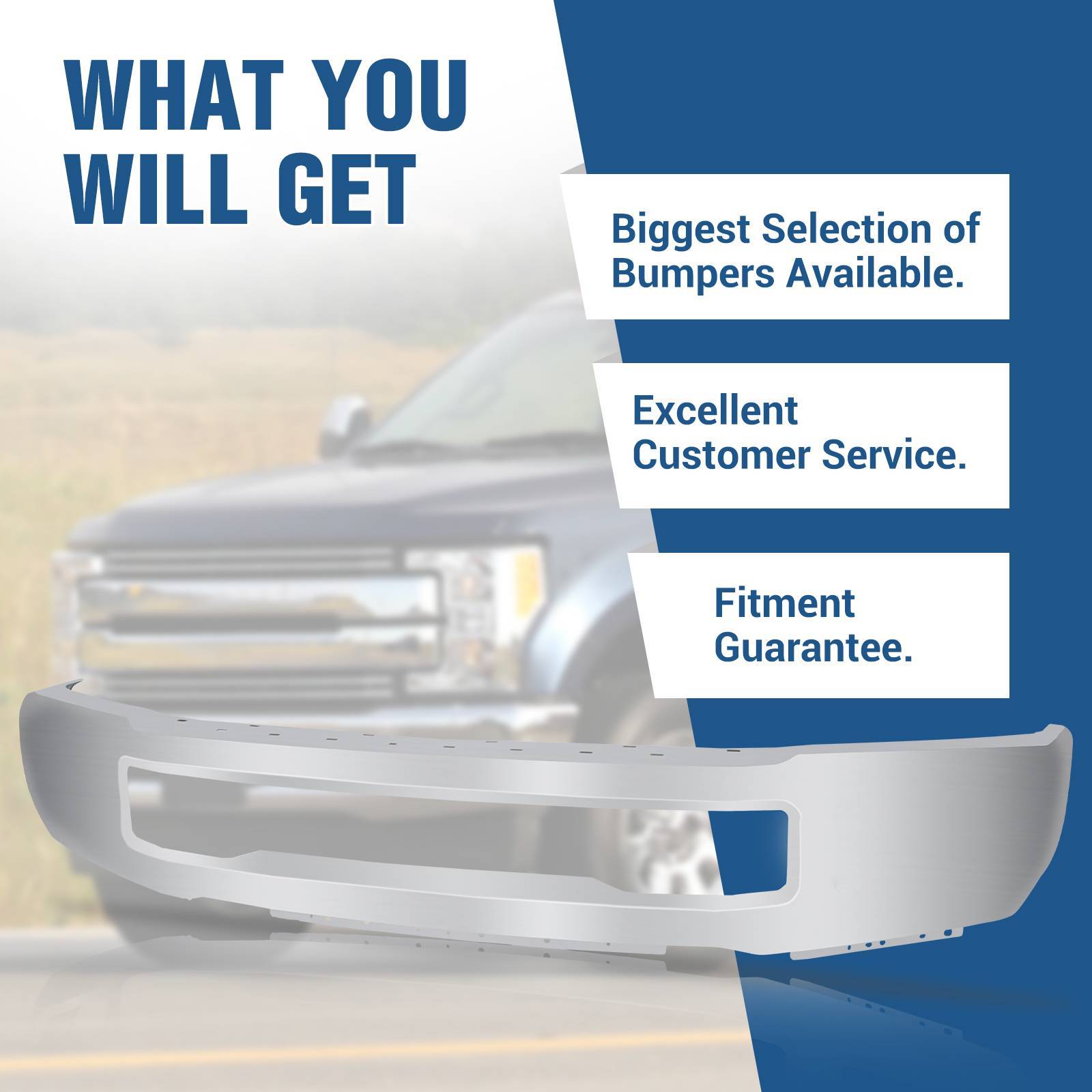 Chrome Steel Front Bumper Face Bar For 2017-2019 Ford F-250 F-350 Super Duty - Image 6