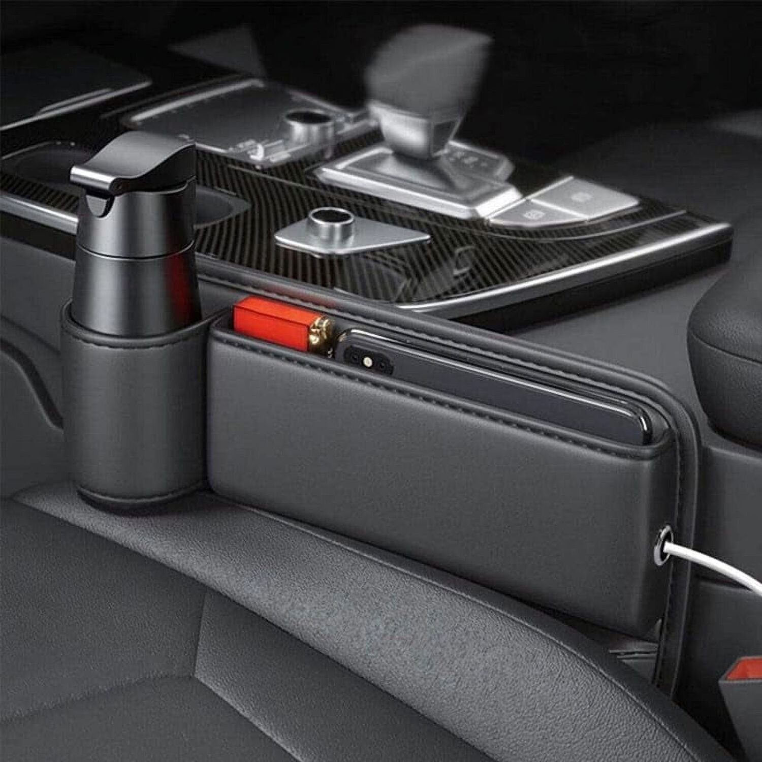 Car Seat Storage Box With Cup Holder, Seat Gap Storage Box, Cup Holder Gap Bag For Car, Adjustable Car Seat Storage Box - Image 4