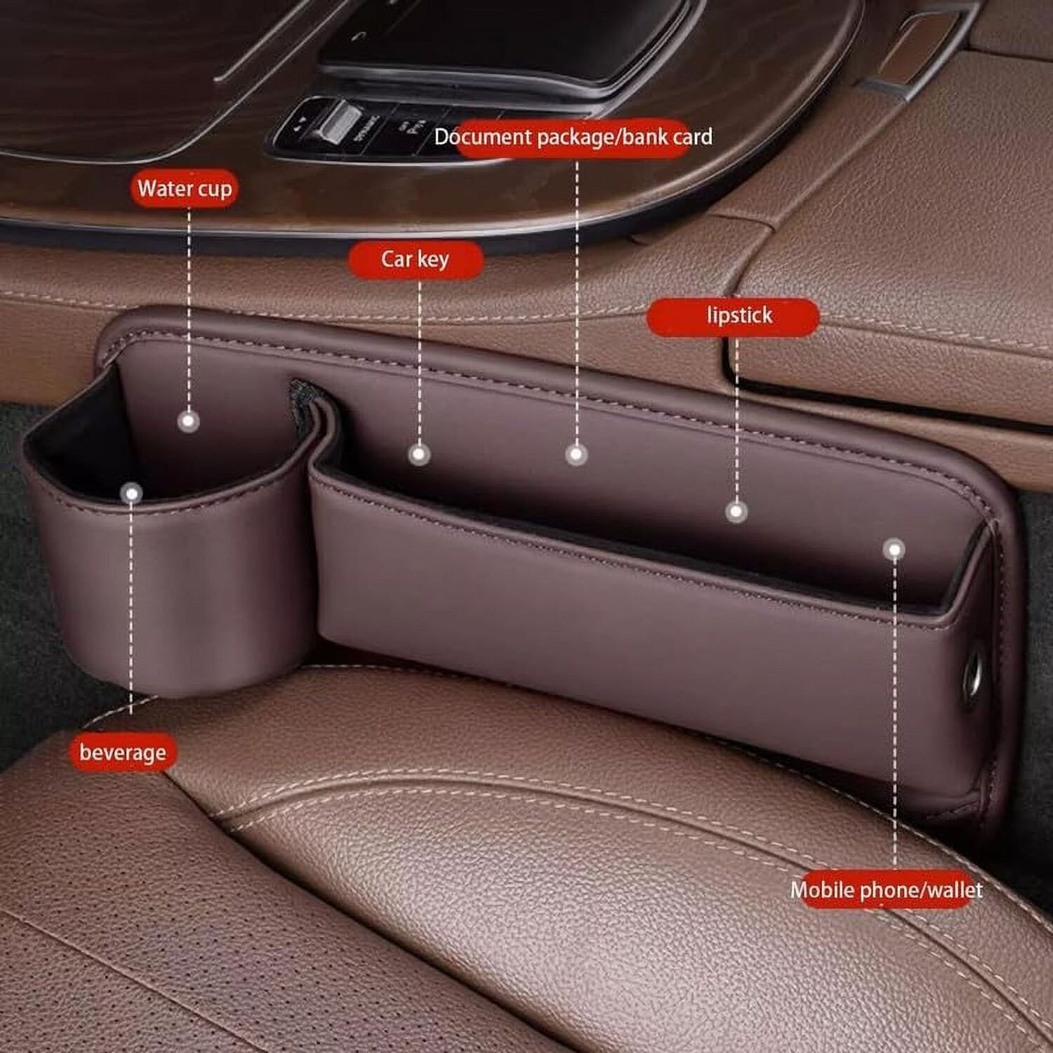 Car Seat Storage Box With Cup Holder, Seat Gap Storage Box, Cup Holder Gap Bag For Car, Adjustable Car Seat Storage Box - Image 2