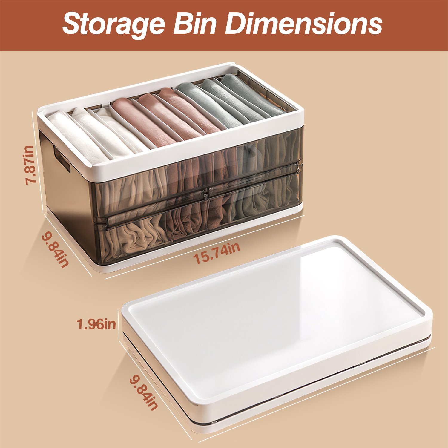 3 Pack Foldable Storage Bin With Lid Stackable Plastic Closet Organizer - Image 3
