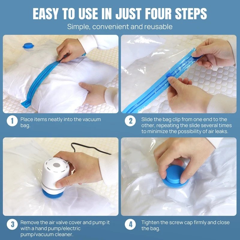 Clothes Storage Bag,12 Vacuum Bags, Multi-Purpose Plastic Bag, For Clothes, Bedding, Dormitories - Image 6