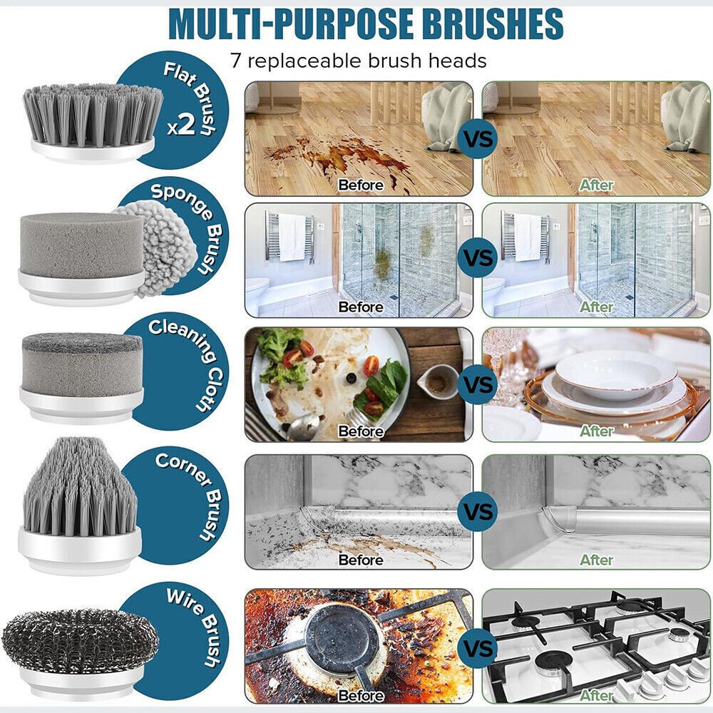 Electric Cordless Cleaning Brush Spin Scrubber Turbo Scrub Cleaner - Image 2
