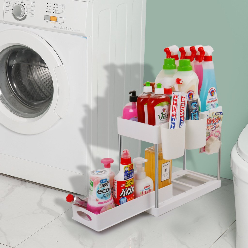 Pull-out Double-Layer Sink Countertop Organizer Storage Rack - Image 5