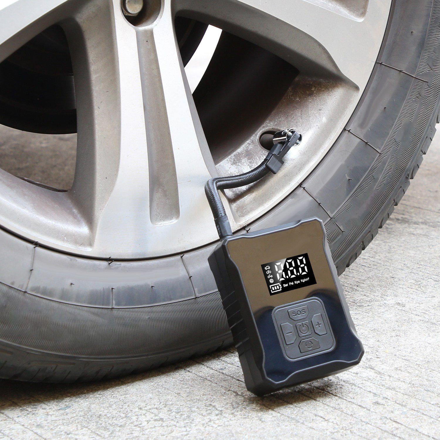1Pc 150PSI Cordless Tire Inflator Digital Air Compressor With LED Light Emergency Power Bank - Image 8