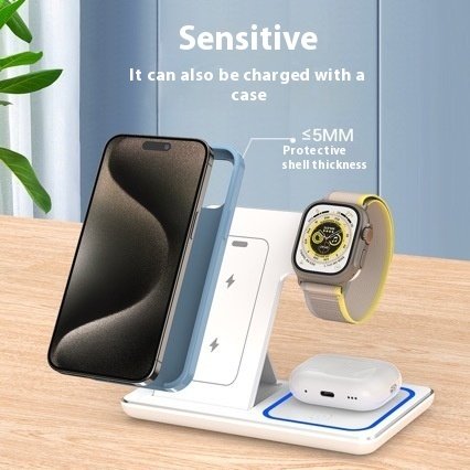 15W 3 In 1 LED Fast Wireless Charger Stand Foldable Charging Station - Image 3
