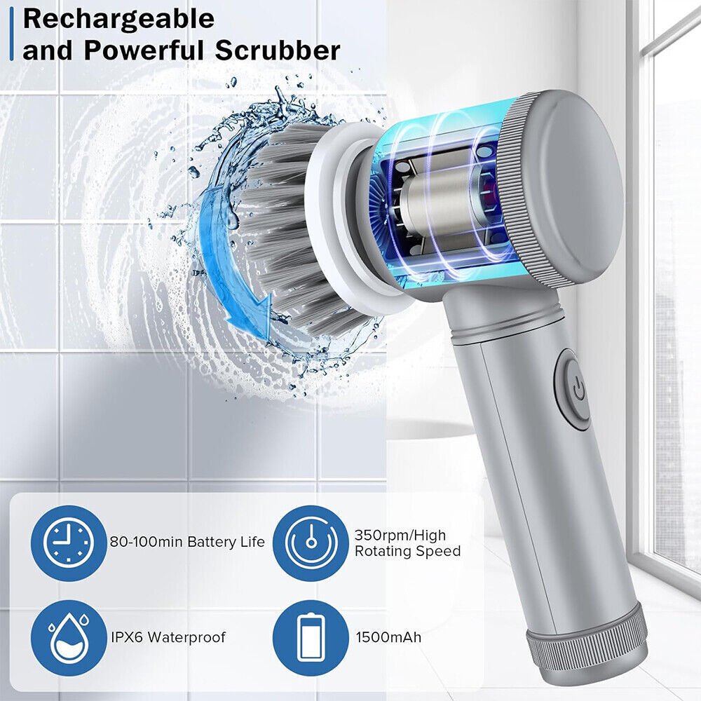 Electric Cordless Cleaning Brush Spin Scrubber Turbo Scrub Cleaner - Image 4