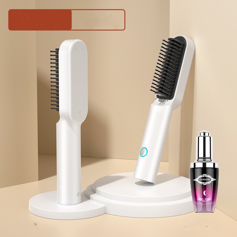 Portable Hot Air Comb Professional Hair Dryer Brush 2 In1 Mini Hair Straightener Curler - Image 3