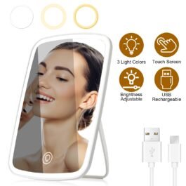 Lighted Makeup Mirror Vanity Desk With 3 Light Colors Touch Screen 5.98x8.62in