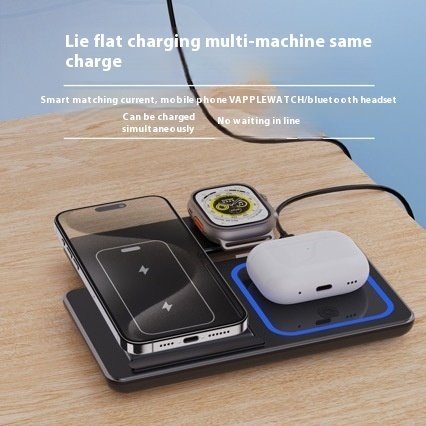 15W 3 In 1 LED Fast Wireless Charger Stand Foldable Charging Station - Image 2