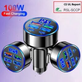 Six-in-one Multi-port Digital Display Support Ultra-fast Car Charger