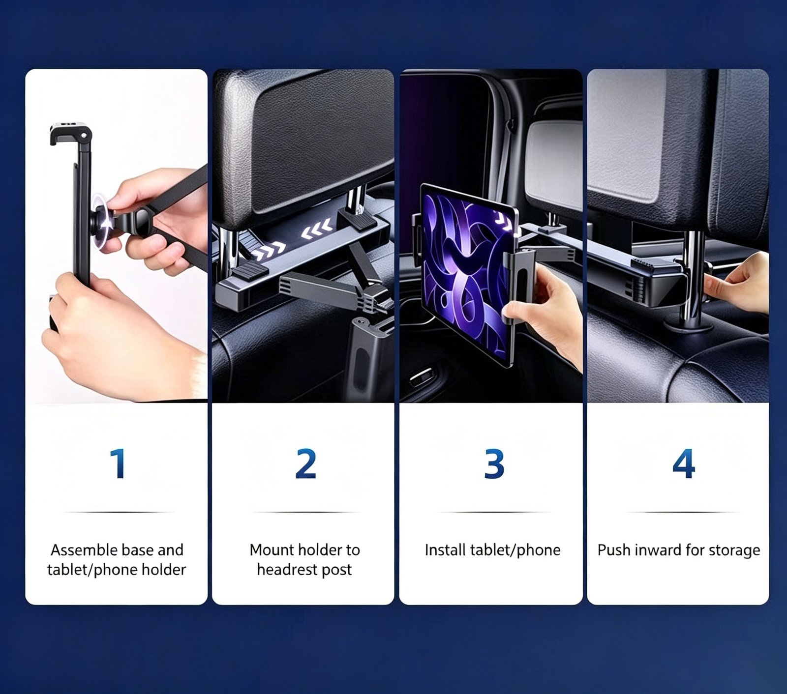 Car Headrest Tablet Holder Back Seat Telescopic Adjustable Stand For 4.7 2.9 Inch Tablet Phone - Image 2