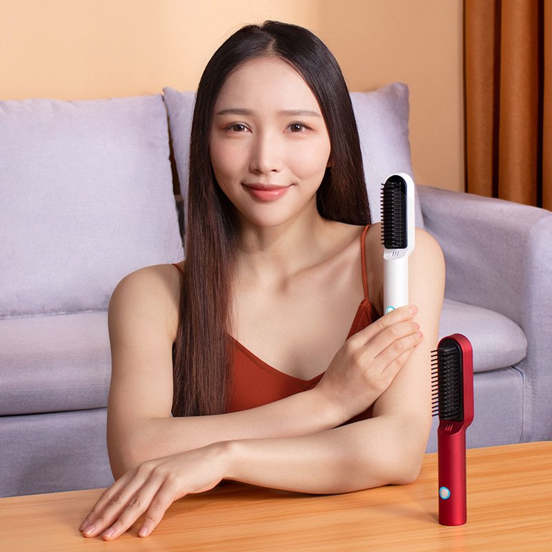 Portable Hot Air Comb Professional Hair Dryer Brush 2 In1 Mini Hair Straightener Curler - Image 7