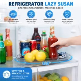 Rectangular Lazy Susan For Refrigerator 360 Rotating Organizer Space For Cabinet Pantry Storage
