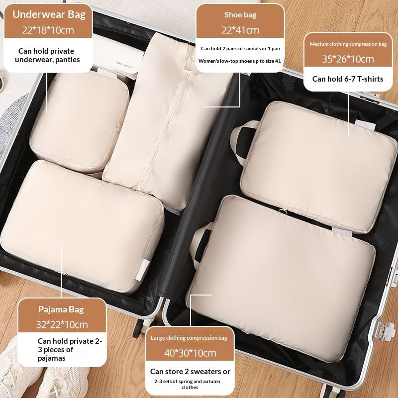 Compressible Travel Storage Bags Set - 6-Piece Luggage Organizers For Compartmentalized Packing Cubes - Image 3