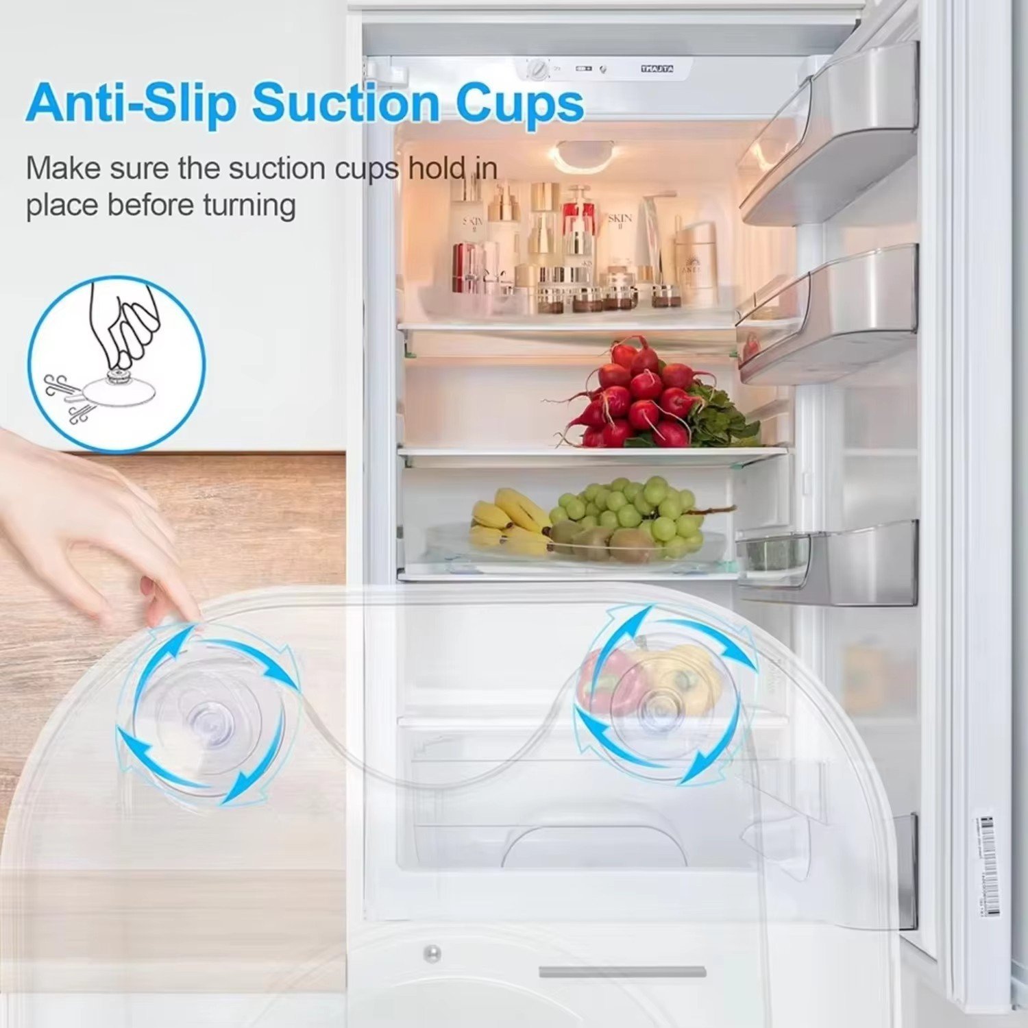 Rectangular Lazy Susan For Refrigerator 360 Rotating Organizer Space For Cabinet Pantry Storage - Image 3