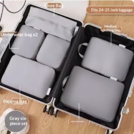 Compressible Travel Storage Bags Set – 6-Piece Luggage Organizers For Compartmentalized Packing Cubes