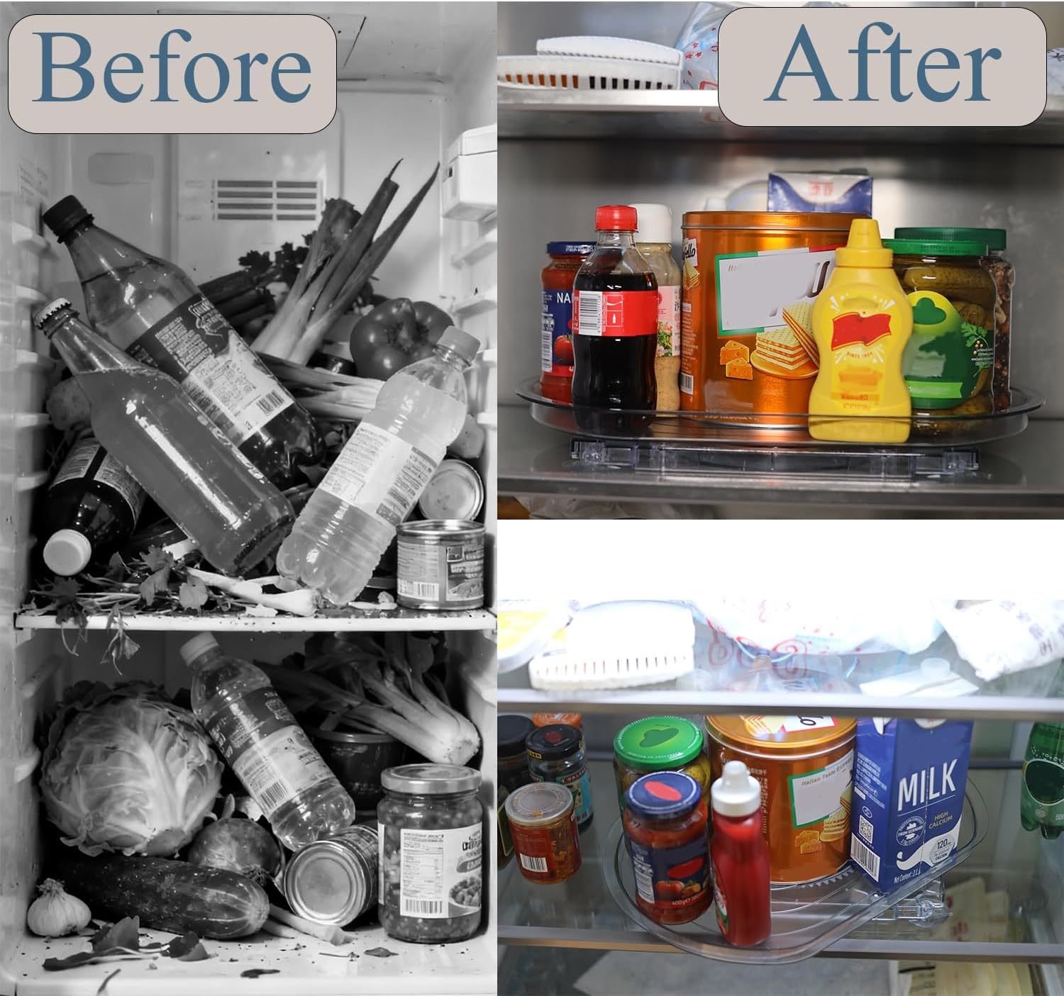 Rectangular Lazy Susan For Refrigerator 360 Rotating Organizer Space For Cabinet Pantry Storage - Image 6