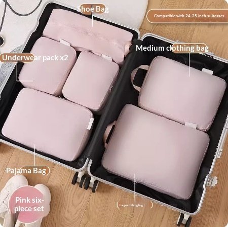 Compressible Travel Storage Bags Set - 6-Piece Luggage Organizers For Compartmentalized Packing Cubes - Image 5